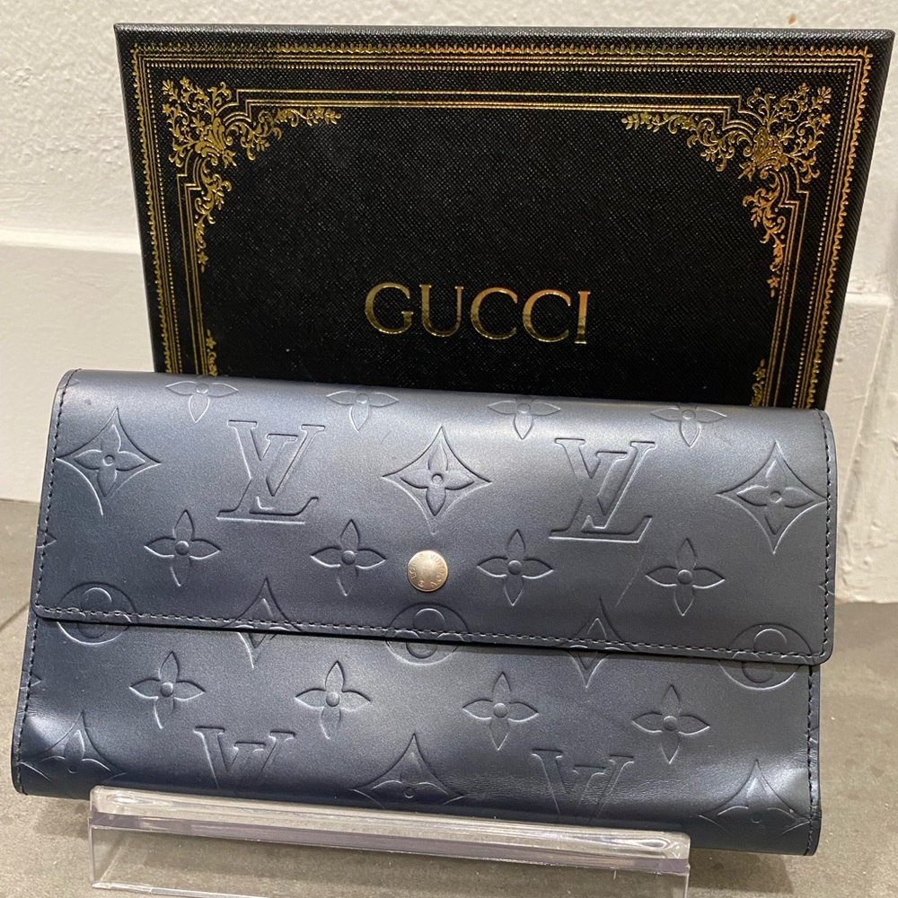 Louis Vuitton Monogram Matte Porto Tresor Wallet Silver LE